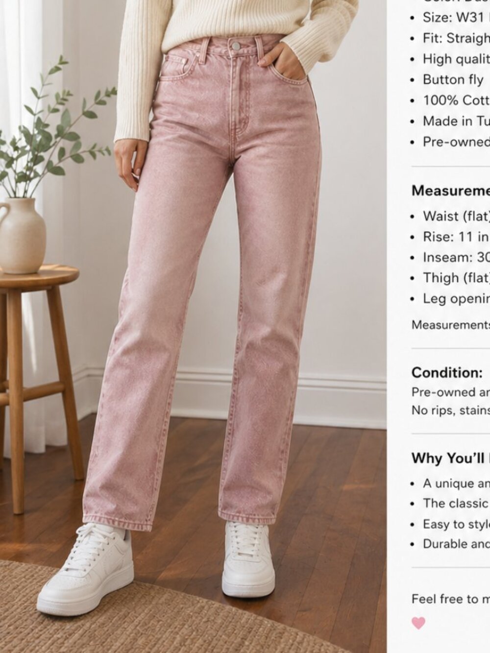 Levi’s 501 Original Jeans – Dusty Pink – Size W31 L30